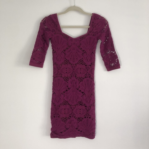 Free People burgundy body-con sweater dress - Picture 1 of 4